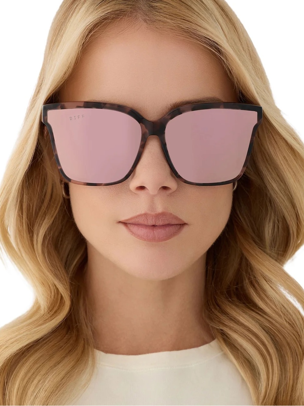 DIFF Meredith II Sunglasses Himalayan Tortoise Frame Taupe Mirror Lens NWT